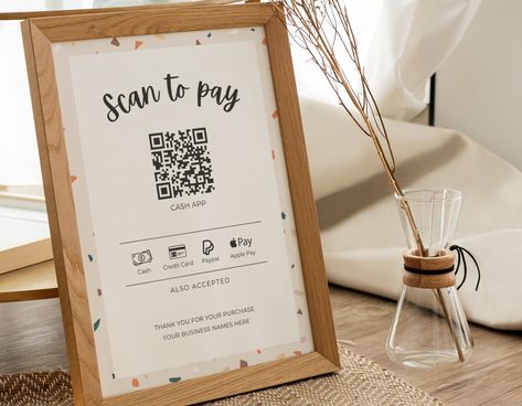 Excited to share this item from my #etsy shop: Scan to Pay Sign | QR Code Sign | Printable Payment Sign | Accepted Payments Sign | Scan To Paypal, Venmo, CashApp Jewelry Display Booth, Scan To Pay Sign, Payment Sign, Jewelry Shop Display, Craft Fair Booth Display, Scan To Pay, Craft Market Display, Bean Sprout, Qr Code Sign