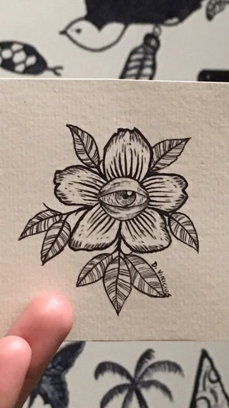 Eye Plant Drawing, Eyeball Plant Tattoo, Eye Plant Tattoo, Lotus Eye Tattoo, Eye In Flower Tattoo, Flowers With Eyes Drawing, Eye Flower Drawing, Eyeball Flower Tattoo, Flower With Eye Tattoo