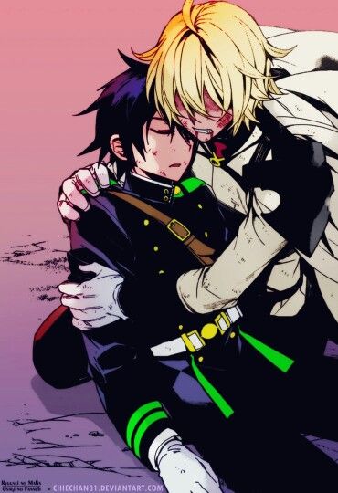 Yuu..... Owari no seraph Owari No Seraph, Illustrations, Black And White, Red, Anime, White, Black