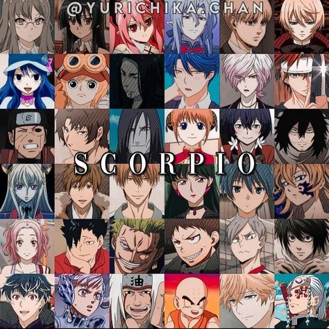 Scorpio anime characters Anime Zodiac Scorpio Art, Scorpio Anime Characters, Scorpio Character Design, Zodiac Anime Characters, Zodiac Signs As Anime Characters, Scorpio Fanart, Infj Anime Characters, Scorpio Character, About Scorpio