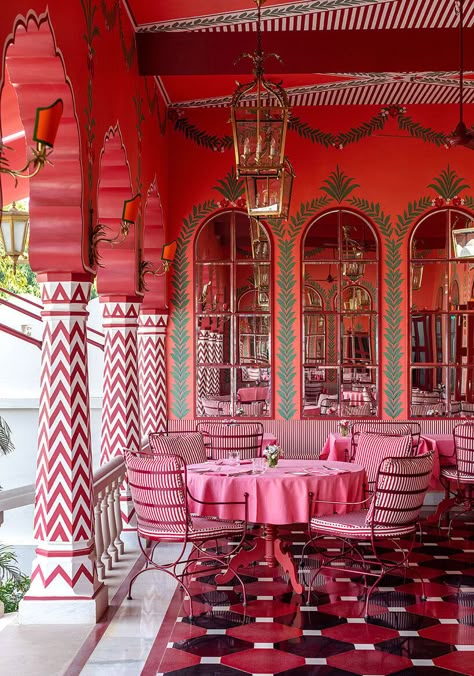 Palladio Jaipur, Villa Palladio, Maximalist Interior, Hand Painted Wallpaper, Pool House, Hotels Room, Boutique Hotel, Jaipur, Interior Exterior