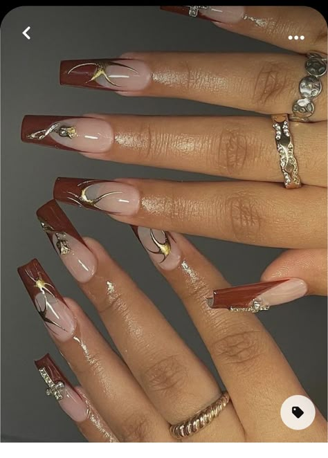 Brown Nail Designs, Brown Nail Art, Gold Chrome Nails, Brown Acrylic Nails, Nail Designs Ideas, Brown Nail, Brown Nails Design, Fall Manicure, Autumn Look