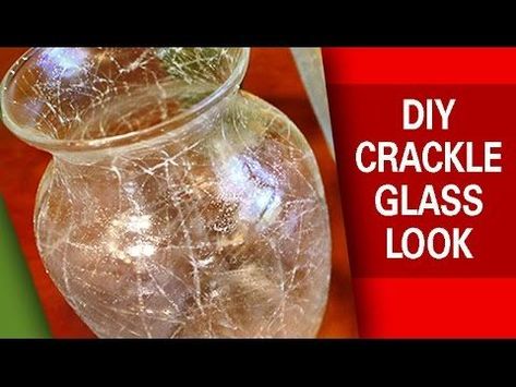 DIY - Crackle Glass Look How To Crackle Paint Glass Mason Jars, Crackle Glass Diy, Diy Mercury Glass Vase, Decorating Glasses, Mod Podge Glass, Recycled Glasses, Mercury Glass Diy, Painting Glass Jars, Cracked Paint