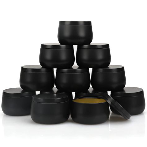 Candle Tin Cans 12 Pieces,Candle Containers Candle Jars with Lids, 8 oz, for Candles Bulk Candle Jars, Empty Candle Jars, Empty Candle, Storing Spices, Candle Tins, Making Candles Diy, Bulk Candles, Black Candle, Seasonal Candles