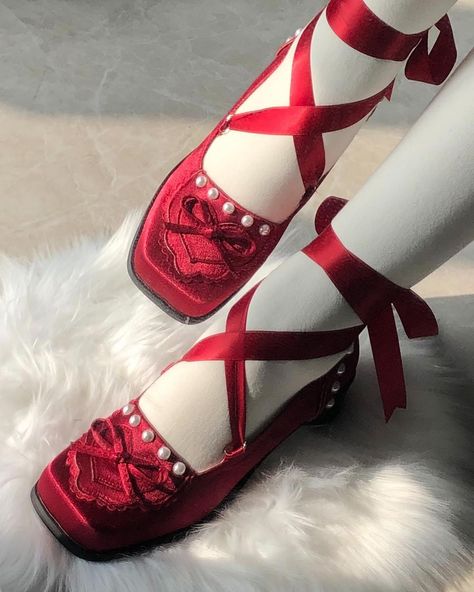 🩰Square-toe satin shoes with lace-up at ankle design, 6 colors available. 🛒Price: $39.59 👉Search 'QQBIT-001' on devilinspired.com #devilinspired #shoes #satinshoes #squaretoeshoes #lolitashoes #lolitacoord #lolitafasion Bow Decorations, Steampunk Fashion Female, Pajama Bag, Halter Dress Short, Steampunk Fashion Male, Christmas Shoes, Canvas Flats, Pearl Bow, Satin Shoes