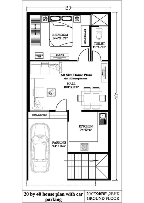 20 by 40 house plan with car parking | Best 800 sqft house 30 X 20 House Plans, 20 By 40 House Floor Plans, 800 Sqft House Plans Layout, 17×40 House Plan, 20 By 40 House Plans, 20×40 House Plan, 20 40 House Elevation, 20 40 House Plans, 20 X 40 House Plans