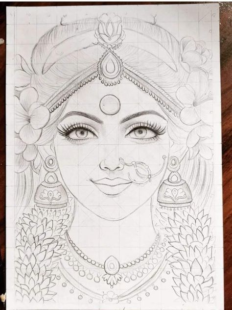 Durga Drawing, Canvas Art Painting Abstract, Bengali Art, Pencil Sketch Images, Art Sketches Pencil, Maa Durga, Cute Easy Drawings, Quick Sketch, Color Pencil Drawing