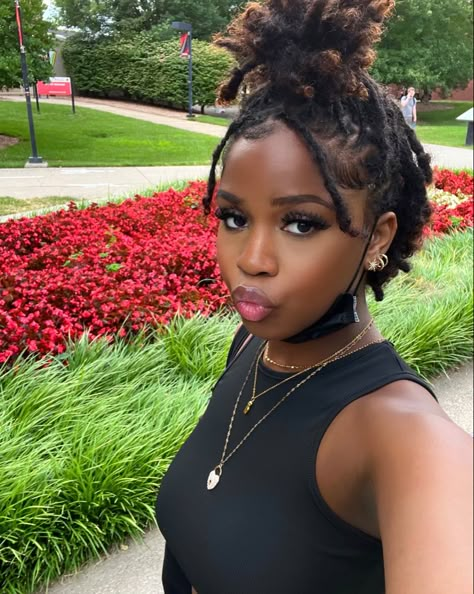 Cute Short Dread Hairstyles Black Women, How To Style Short Dreads Black Women, Shorts Locs Black Women, Mid Length Locs Black Women, Lock Hair Styles Dreadlocks Black Women Long Hair, Ear Length Locs Black Women, 4c Loc Hairstyles, Short Locs For Black Women, Natural Dreads Black Woman