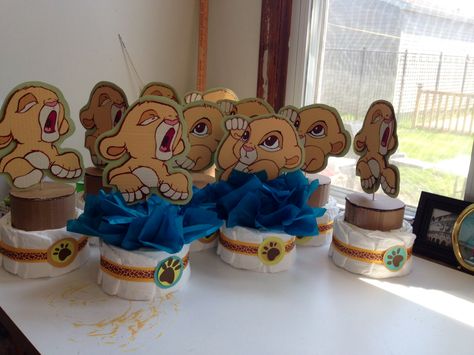 Baby simba Centerpieces, the lion king by delabhe baby shower baby boy Simba Baby Shower, Lion Baby Shower, Baby Simba, Baby Boy Decorations, Lion King Baby Shower, Lion King Baby, Image King, Disney Baby Shower, King Lion