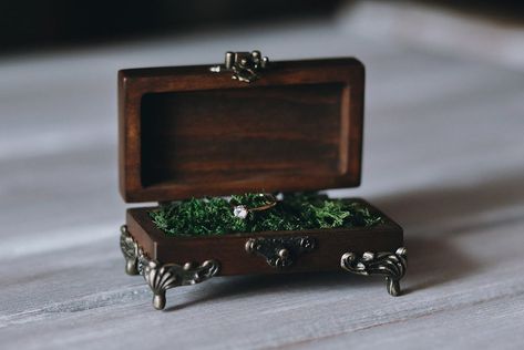 Wedding Ring Box Wood Ring Box Rustic Ring Box Custom Ring | Etsy Ring Box Wood, Wood Ring Box Wedding, Ring Box Rustic, Ring Box Wedding Rustic, Unique Ring Box, Wooden Ring Box Wedding, Wedding Ring Boxes, Dark Wedding Theme, Personalized Ring Box