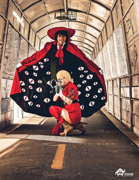 Alucard and Serás Victoria from Hellsing Cosplay http://geekxgirls.com/article.php?ID=9002 Alucard And Seras, Villains Cosplay, Hellsing Alucard Cosplay, Alucard Cosplay, Girlycard Hellsing, Hellsing Cosplay, Hellsing Abridged, Hellsing Ultimate Cosplay, Girlycard Hellsing Fanart