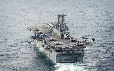 https://flic.kr/p/25WWyxj | 180409-N-NM806-1020 | EAST CHINA SEA (April 9, 2018) The amphibious assault ship USS Wasp (LHD 1) steams in formation during bilateral drills with the Japan Maritime Self-Defense Force. The drills were held as part of an enduring commitment of both sea services to increase interoperability and proficiency in conducting operations together. (U.S. Navy photo by Mass Communication Specialist 3rd Class Taylor King/Released) Uss Wasp, F 35 Lightning, F 35 Lightning Ii, Lockheed Martin, Mass Communication, World Of Tanks, Super Yachts, United States Navy, Navy Ships