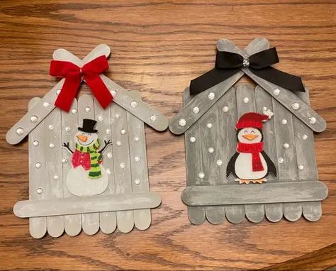 65+ Adorable Christmas Crafts for Kids to Make - HubPages Popsicle Stick Christmas Crafts, Popsicle Crafts, Christmas Crafts For Kids To Make, Christmas Arts And Crafts, Handmade Christmas Crafts, Christmas Crafts To Make, Wooden Houses, Easy Christmas Crafts, Holiday Crafts Christmas