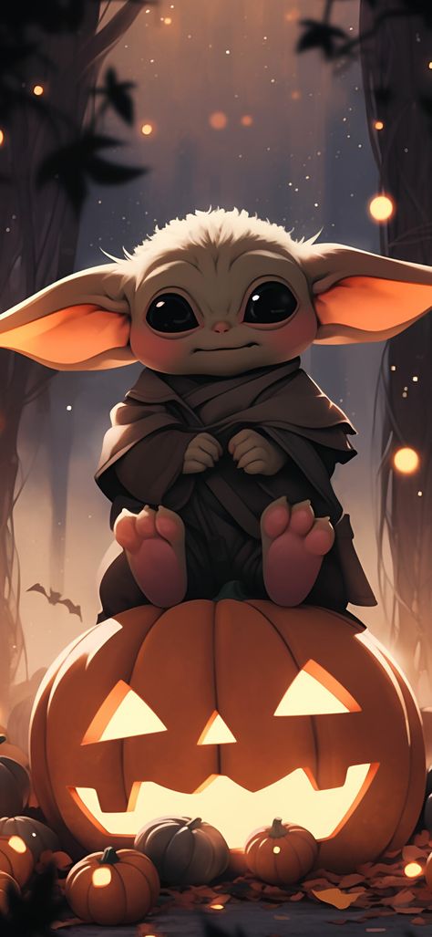 Halloween Wallpapers For Iphone, Yoda Artwork, Yoda Halloween, Yoda Images, Happy Halloween Pictures, Yoda Wallpaper, Pumpkin Wallpaper, Cute And Spooky, Halloween Wallpapers