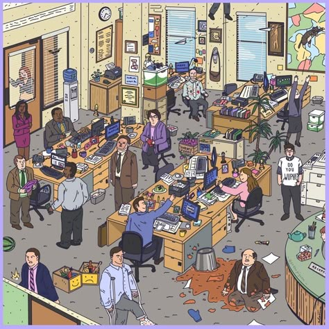 found this amazing “where’s waldo-esq” artwork from @pothepigeon and i absolutely love it! #theoffice #art” • Jan 5, 2021 at 2:10am UT Where’s Waldo, The Office Illustration, The Office Wallpaper, The Office Memes, Best Of The Office, Office Cartoon, Office Jokes, The Office Show, Office Fan