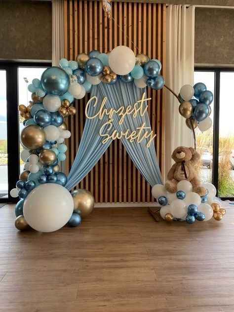 Baby Shower Balloon Arch, Baby Shower Decorations Neutral, Elephant Baby Shower Boy, Bear Baby Shower Theme, Idee Babyshower, Baby Birthday Decorations, Baby Shower Theme Decorations, Baby Shower Deco, We Can Bearly Wait