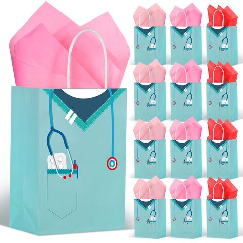 PRICES MAY VARY. Nurse Graduation Gift Bags: 60 pieces nurse graduation gift bag with handles and 60 pieces scratch paper panel in 3 colors, sufficient quantity and various elements can meet your graduation party needs and replacement to hold gifts for nurse doctor medical school graduates Suitable Size: these nurse party candy bags measure about 21 x 15 x 8 cm/ 8.2 x 5.9 x 3.15 inches, suitable size to create RN Graduation party decorations, they are suitable for holding lots of items like cand Candy Table For Nurse Graduation, Gifts For Doctors And Nurses Thank You, Nurse Candy Basket, Paper Goodie Bags, Nursing School Quotes, Doctor Craft, Nurse Grad Parties, Graduation Gift Bags, Party Candy Bags