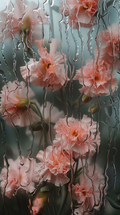 Rain scene with carnations outdoors flower nature. | premium image by rawpixel.com Rain And Flower Wallpaper, Rain Flower Wallpaper, Fresh Flower Wallpaper, Rainy Flowers, Carnation Flower Wallpaper, Iphone Wallpaper Rain, Rain Drops On Window, Rain Wallpapers, Nature Iphone Wallpaper