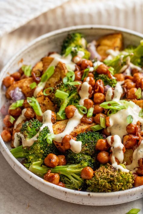 Salad With Bbq, Chickpea Plant, Roasted Potato Salad, Bbq Chickpeas, Potatoes Broccoli, Potatoe Salad, Roasted Potato Salads, Vegetarian Barbecue, Roasted Potato