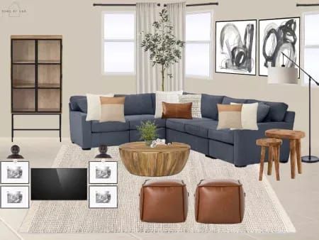 Beach House Living Room Blue Couch, Blue Sofa Neutral Living Room, Blue Couch Blue Walls Living Room, Living Room Colors With Navy Blue Couch, Navy Sofa Neutral Living Room, Living Room Blue Sectional, Navy Sofas Living Room, Navy Grey And Beige Living Room, Navy Brown White Living Room