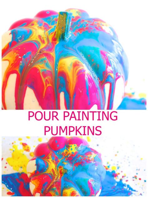 Easy Pumpkin Decorating, Painting Pumpkin, No Carve Pumpkin Decorating, Painting Pumpkins, Pumpkin Activities, Fun Pumpkins, Creative Pumpkins, Pumpkin Carving Templates, Paint Pouring