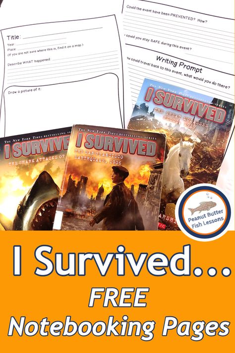 Check out these FREE notebooking pages you can use with any I Survived... book.  #peanutbutterfishlessons #isurvived #notebooking #homeschool I Survived Books Activities, I Survived Books, Notebooking Homeschool, Joplin Tornado, Homeschooling Science, Butter Fish, Grammar Help, Notebooking Pages, School Planning