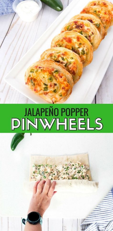 This Game Day recipe for Jalapeno Popper Pinwheels that are baked in puff pastry are an easy appetizer. You can make the filling ahead and bake right before the Big Game starts. #Appetizer #PuffPastry #PartyFood Jalapeno Popper Pinwheels, Jalapeno Popper Recipes, Pinwheel Appetizers, Easy Puff Pastry, Jalapeno Recipes, Pinwheel Recipes, Jalapeno Popper, Puff Pastry Recipes, Jalapeno Poppers