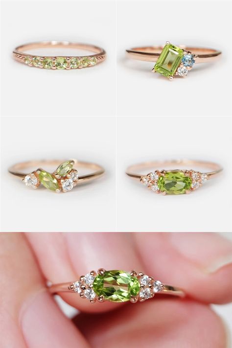 Engagement Rings Peridot, Peridot Ring Engagement, Peridot Rings, Amethyst Wedding Band, Stone Ring Design, Peridot Engagement Rings, August Birthstone Ring, Mothers Ring, Amethyst Wedding