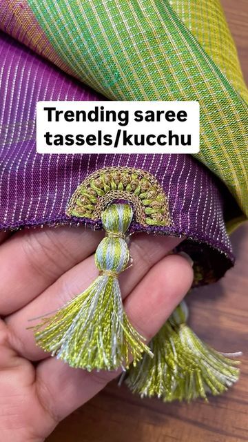 Saree Tassels Designs Latest With Beads, Tassels For Saree Pallu Latest, Blouse Latkan Designs Simple, Fabric Latkan, Saree Kuch, Saree Kuchulu, Latkan Design, Blouse Latkan, Embroidery Tassels