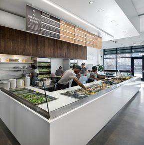 Take Out Restaurant Design Ideas, Quick Serve Restaurant Design, Take Out Restaurant Design, Takeout Restaurant Design, Casual Restaurant Design, Fast Casual Restaurant Design, Restaurant Kitchen Design Ideas, Health Restaurant, Salad Bar Restaurants