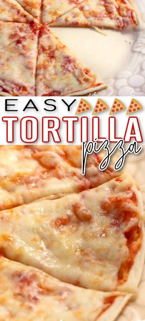 Tortilla Pizza Flour Tortilla Pizza, Tortilla Shells, Tortilla Pizza, Pizza Bake, Flatbread Recipes, Good Pizza, Easy Lunches, Pizza Recipes, Quick Meals