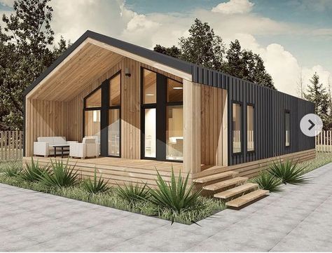 Modern Scandinavian House Exterior, Wooden Modern House, Guest House Tiny, Chalet Extension, Cocktail Pools, House On A Budget, Mobile Home Exteriors, Home Exteriors, Homes Ideas