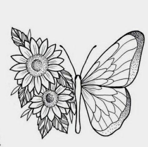 Diy Embroidery Shirt, Family Tattoo Designs, Sunflower Tattoos, Tatuaje A Color, Hand Embroidery Patterns Flowers, Butterfly Drawing, Handwork Embroidery Design, Hand Embroidery Art, Tattoo Design Drawings