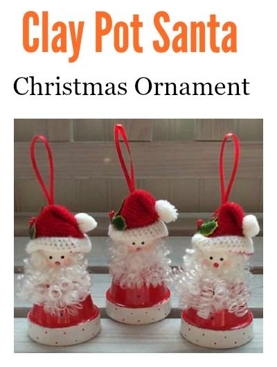 10+ Creative Clay Pot Christmas Craft Ideas - Page 2 of 2 Clay Pot Santa, Diy Christmas Ornaments Rustic, Christmas Ornaments Diy Kids, Christmas Craft Ideas, Terra Cotta Pot Crafts, Diy Christmas Ornaments Easy, Christmas Pots, Ornament Craft, Christmas Clay