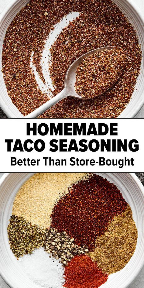 This homemade taco seasoning recipe will beat the store-bought version any day! It's super easy, inexpensive, and doesn't container filler ingredients. Use this to make ground beef tacos, taco salad, taco soup, and especially for your next taco bar night. I've got more ideas in the post link attached! #mexicanrecipes #tacoseasoning Taco Mix Recipe, Easy Taco Seasoning, Salad Seasoning Recipe, Taco Seasoning Easy, Taco Seasoning Mix Recipe, Taco Seasoning Ingredients, Diy Taco Seasoning, Salad Taco, Mild Taco Seasoning