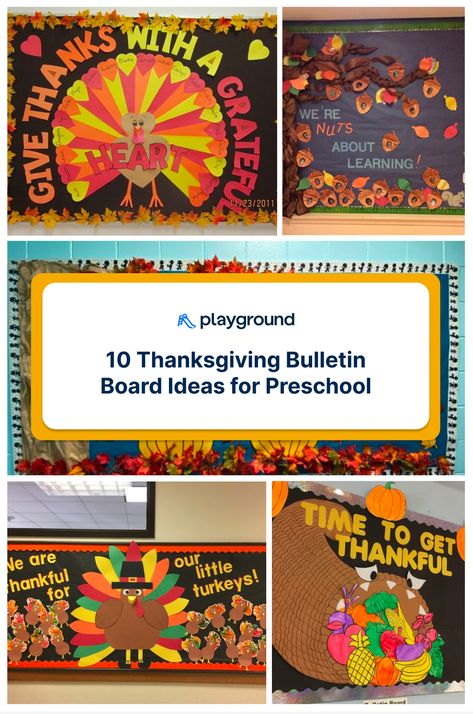 Thanksgiving is a great holiday to promote thankfulness and turkey! Enjoy Thanksgiving and set your kids in the holiday spirit with these Thanksgiving bulletin boards for preschool. #childcare #thanksgiving #fallideas #bulletinideas #preschool #childcaremanagement #playground #fall Thanksgiving Preschool Bulletin Board Ideas, Thanksgiving Bulliten Board Ideas, Thankful Bulletin Boards For Preschool, Bulletin Board Ideas For Thanksgiving, November Bulletin Boards For Kindergarten, Caring And Giving Bulletin Board Ideas, Thanksgiving School Board Ideas, Thanksgiving Classroom Door Decorations, Thanksgiving Bulletin Board Ideas Church