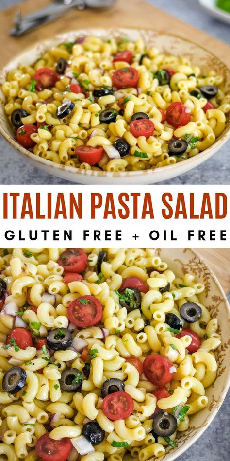 This Italian vegan pasta salad is packed with flavor and tossed in a tasty mayo-free dressing. It's the perfect vegan side dish for summer BBQs, picnics, or any gathering year-round! Vegan Italian Pasta Salad, Pasta Salad Gluten Free, Vegan Macaroni Salad, Gluten Free Pasta Salad, Salads Vegan, Salad Gluten Free, Dairy Free Salads, Vegan Pasta Salad, Macaroni Salad Recipe