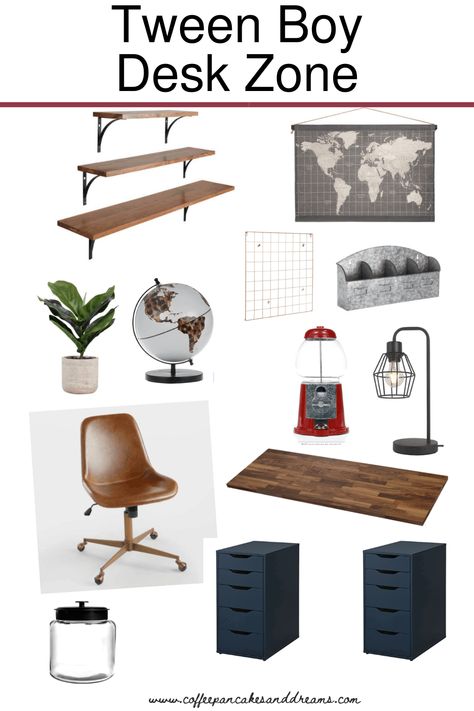 Teenage Boys Room Desk, Teen Boy Desk Ideas Bedroom, Desk In Boys Bedroom, Teen Boy Game Desk, Teen Boy Bedroom Desk, Boy Desk, Desk For Boys Room, Boys Desk Chair, Small Boys Room With Desk