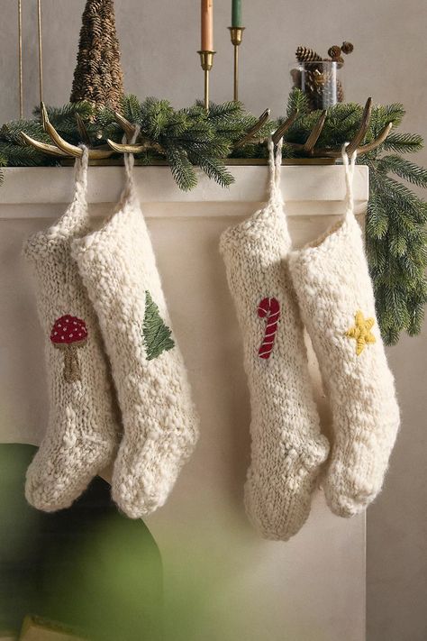 Select Mushroom Christmas Stocking, Anthropologie Christmas, Christmas Decor Trends, Deco Nature, Holiday Icon, Christmas Inspo, Holiday Home Decor, Christmas Knitting, Cozy Christmas