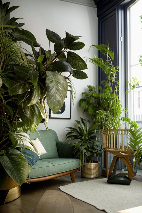 Transform your living room into a botanical wonderland with avant-garde indoor plant decor ideas. Explore unique plant arrangements, statement planters, and bold green accents to create a modern and vibrant space. Let your home bloom with style. Oasis Living Room, Indoor Plant Decor Ideas, Living Room Plants Decor, Plant Decor Ideas, Plant Arrangements, Plant Decor Indoor, Unique Plants, Room Style, Green Accents