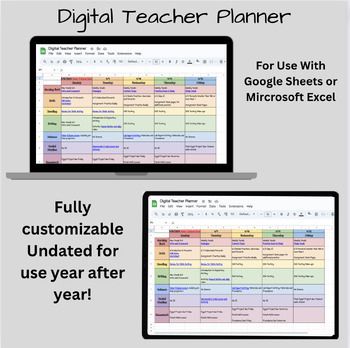 Digital Teacher Planner - Google Sheets & Microsoft Excel free_printable_weekly_planner_template #plannerfreebies #plannerpdf #holidaypartyplanner🧡. Teaching Planner, Digital Teacher Planner, Planner Weekly Layout, Weekly Planner Template, Planner Pdf, Teaching Style, Work Planner, Lesson Planning, Teacher Planner