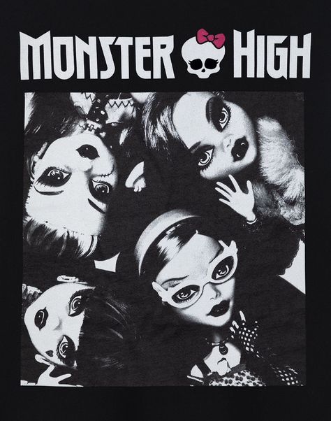 Black And White Shirt Design, Monster High Posters, Black And White Monster High, Monster High Poster, Edgy Room, Black T Shirt Design, Monster High Skull, Monster High Designs, Goth Design