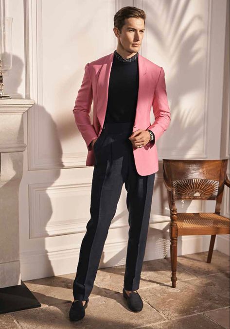 Black And Pink Formal Outfit Men, Pink Coat Outfit Men, Pink Formal Outfit Men, Pink Blazer Outfit Men, Pink Blazer Men, Grwm Men, Blazer Outfits For Men, Itzy Outfits, Pink Suit Men