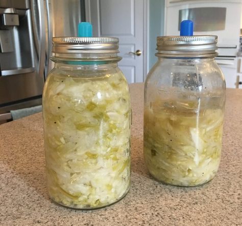 Cooking Tip- How To Make Sauerkraut in Mason Jars — Cherchies Blog Saurkraut Recipes Mason Jar, Mason Jar Sauerkraut, Sauerkraut In A Jar, Making Sour Kraut In Jars, Sourkrout Recipes, Make Sauerkraut, Making Sauerkraut, Fermented Sauerkraut, How To Make Water