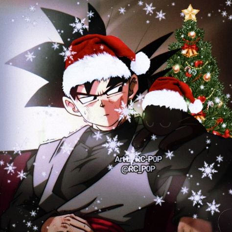 Goku Christmas Pfp, Goku Black Christmas Pfp, Dbz Christmas Pfp, Dragon Ball Christmas Pfp, Dbz Halloween, Dbz Christmas, Christmas Dragon Ball, Dragon Ball Christmas, Goku Christmas