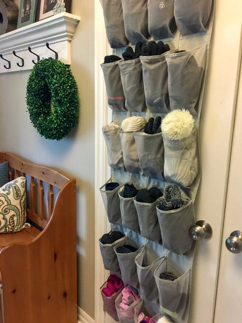 Mitten Storage Ideas, Winter Boot Storage Ideas, Hat And Mitten Storage, Winter Gear Organization Entryway, Rustic Winter Hat And Glove Storage, Kids Winter Gear Storage, Glove Storage Ideas, Mitten Storage, Organizing Winter Hats And Gloves