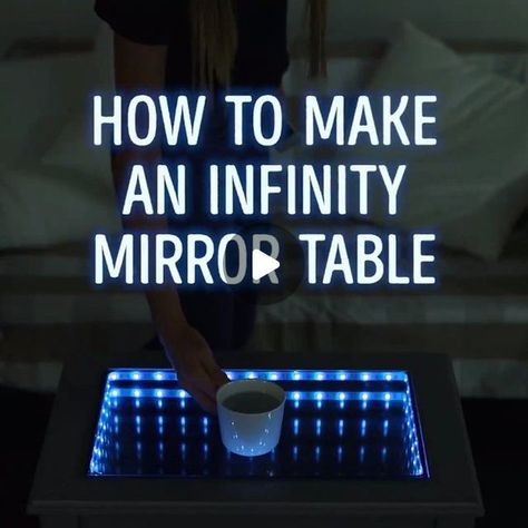 Infinity Mirror Table, Infinity Mirror Diy, Crafts Table, Craft Table Diy, Infinity Mirror, Diy Videos Tutorials, 5 Min Crafts, Table Mirror, Craft Table