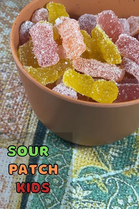 #sourpatchkids are a #fruity #gummycandy with a #sourcoating.  I made #watermelen , #orange and #lemon. Diy Sour Gummies, Homemade Sour Candy Recipes, Homemade Sour Patch Kids, Homemade Sour Candy, Natural Candy Recipes, Sour Gummy Recipe, Homemade Gushers, Homemade Skittles, Diy Snack Recipes