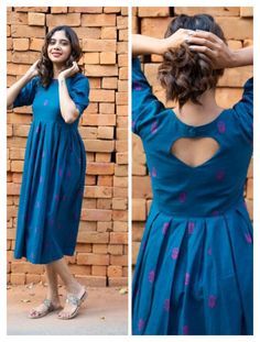 Neck And Back Designs For Kurtis, Frok Designs For Women Neck Design, Saree To Frock Models, Frock Back Neck Designs For Women, Frocks Neck Designs For Women, Cotton Kurthis Models, Ladies Frock Design Cotton, Cotton Gown Designs Casual, C Cute Kurti Design