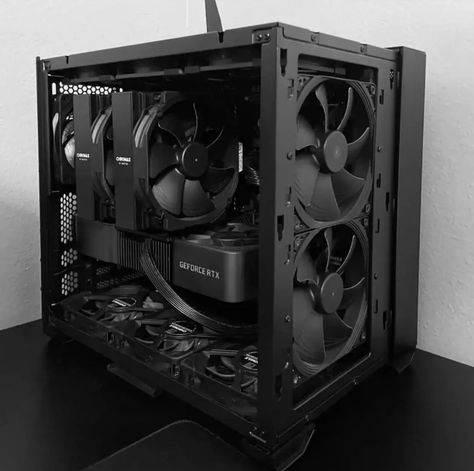 All Black Pc Build, Custom Computer Case, Welcome To The Dark Side, Tech Room, Pc Design, Pc Builds, Gaming Pc Build, Pc Build, Streaming Setup